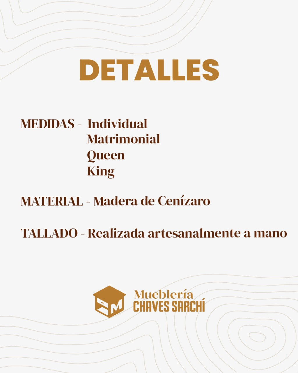 Cama Estilo Española en Madera Tallada